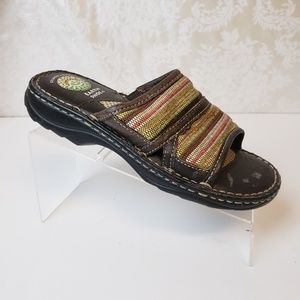 Earth Shoe Womens Slides Sz 5.5M Leather Brown